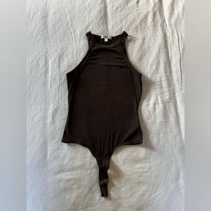 Agolde Brown Ribbed Bodysuit